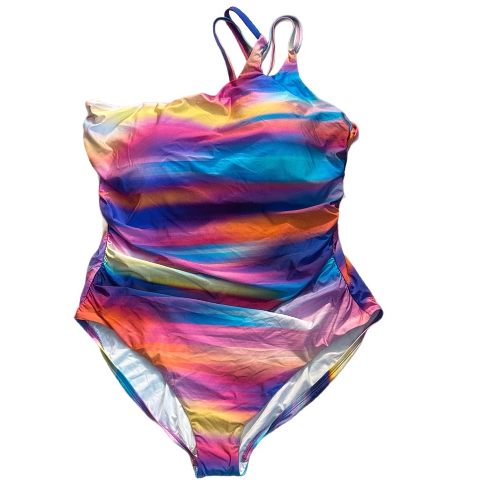 La Blanca Sunset Shores Strappy One Shoulder One Piece NWT Size 22W